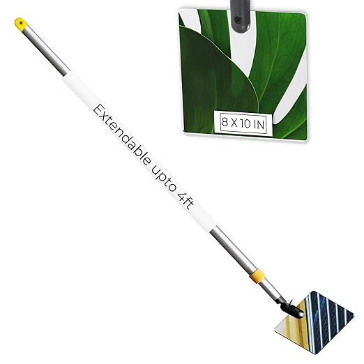 Inspection Mirror Telescoping Pole, Lightweight & Durable, 2 ft - 4 ft Pole, 8 x 10 inch Acrylic Mirror