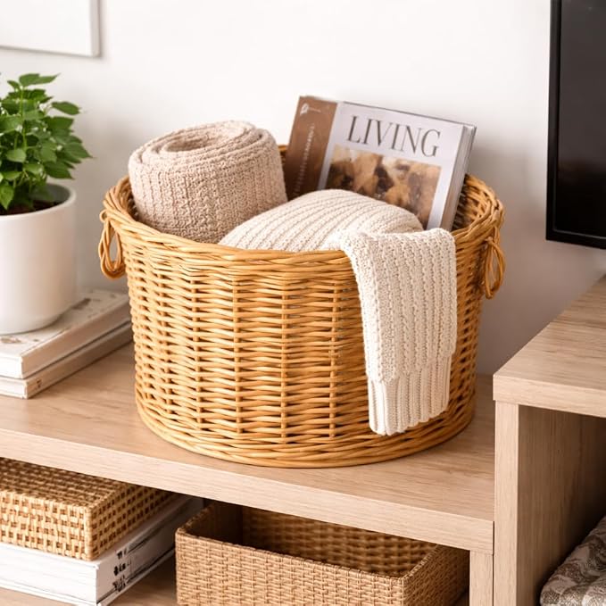 PEDDIG SHOP Two-Handle Storage Basket Weaving Kit – DIY Natural Rattan Craft Set - Image 5