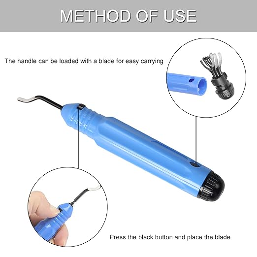 Metal Deburring Tool Kit – Precision Burr Remover Set with 10 High-Speed Steel Blades & Ergonomic Anti-Slip Handle – Ideal for Metal, Plastic, Aluminum, Copper, and Steel Edge Smoothing