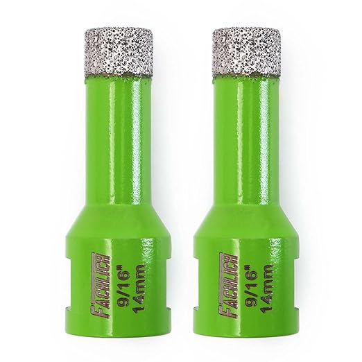 Diamond Core Drill Bits,2pcs 9/16" 14mm Ceramic Tile Drill Bits Vacuum Brazed Diamond Hole Saw for Porcelain Tile,Granite,Marble,Concrete,Masonry,Brick