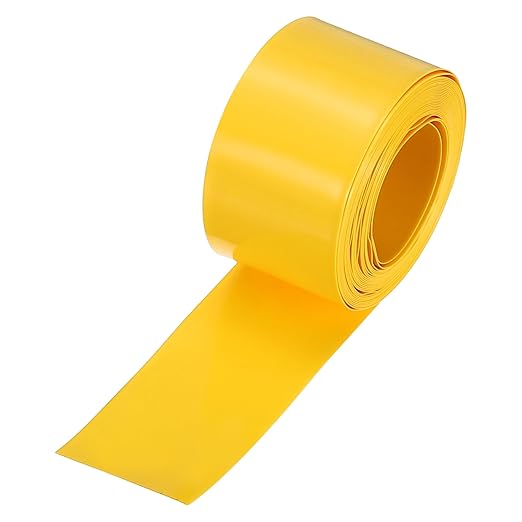MECCANIXITY Battery Wrap PVC Heat Shrink Tubing 14mm Dia 23mm Flat 10 Feet(3meters) Yellow Good Insulation for Battery Pack