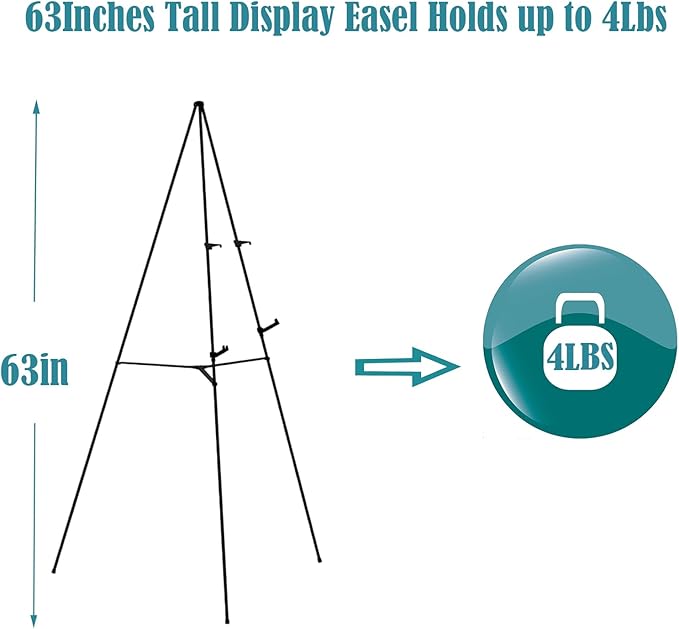 JIUYE 63" Instant Easels Stand for Wedding Sign & Posters, Adjustable Metal - Image 3