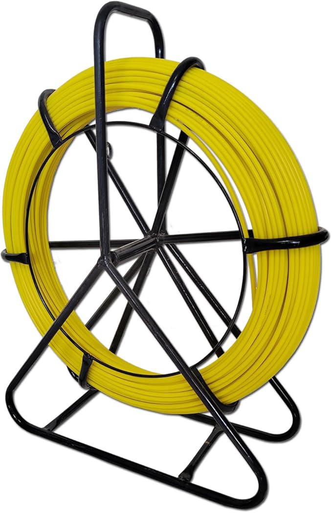 Fish Tape Fiberglass 6MM 328FT Fish Tape Puller Fiberglass Wire Cable Running with Cage [6mm*100m]