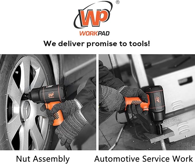 WORKPAD 1/2-Inch Composite Air Impact Wrench with Twin Hammers, Pneumatic Tools