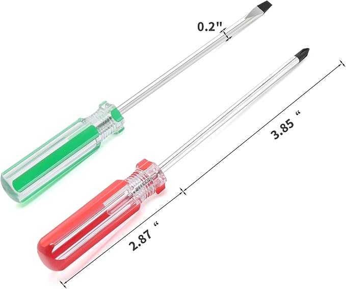 Piutouyar Magnetic Screwdriver Set 2 PCS, 4 Inch Steel Shaft Magnetic 5mm Phillips and Flat Head Tips Screwdriver for Computer Repairing, Automobile Tools and Home Appliances