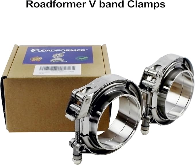 5 inch V Band Clamp - 2 sets of Quick Release Vband Exhaust Clamp with Flange Stainless Steel for Automotive exhaust system, turbocharger, downpipe and mufflers (5" - 2 Pack)