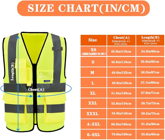A-SAFETY 4XL-5XL Safety Vest big and tall Hi vis vest Yellow