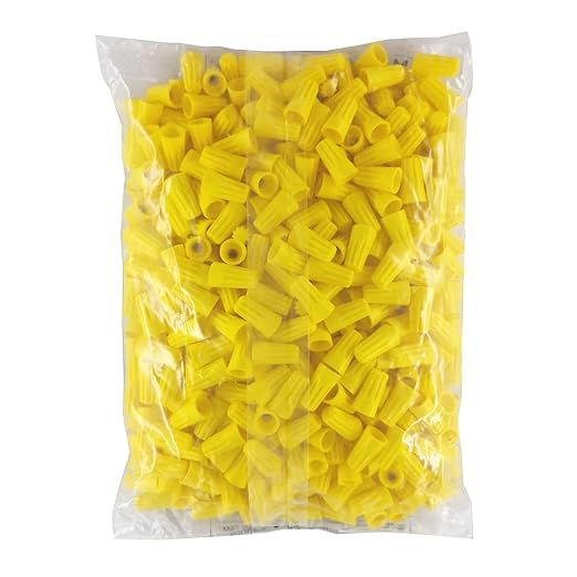 UL Listed Yellow Electrical Wire End Connectors Ribbed Caps Bulk 500 Pack Small Twist-on Wire Connectors Nuts 22-10 AWG,P4 Type Screw Terminals