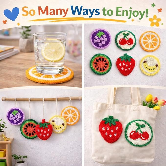 Punch Needle Coaster Kit for Adults Beginners, Easy Punch Embroidery Starter Set - Image 6
