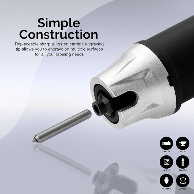NEIKO 10576A Handheld Electric Engraver Tool, Etching Tool, Tungsten Carbide Tip - Image 2