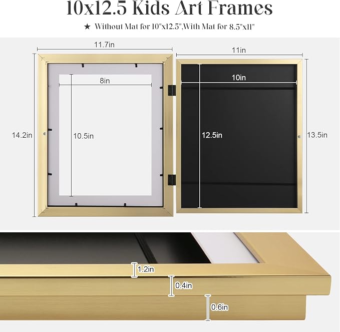Kids Art Frames, 10x12.5 Front Opening Kids Artwork Frames Changeable, Displays - Image 3