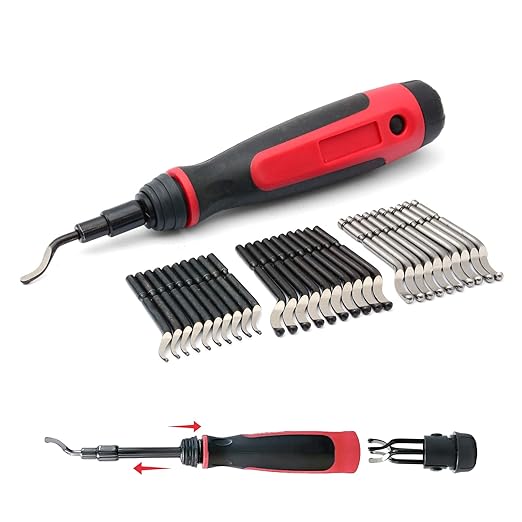 AFA Tooling - Extendable Neck Deburring Tool with 30 Extra Swivel Blades - Works on Metal, Resin, PVC Pipes, Copper, Plastic and 3D Printed Edges - Plumbing & 3D Printing Burr Removal Reamer Tool