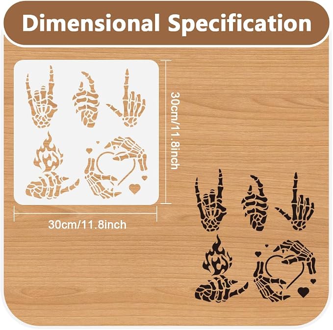 Skeleton Hands Wall Stencil for Painting, 11.8" x 11.8"Halloween Reusable - Image 2
