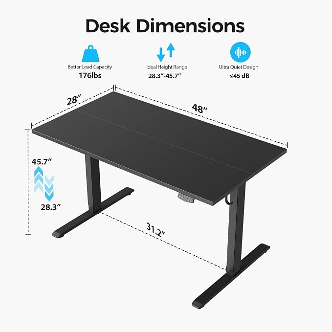 Agilestic Electric Standing Desk, 48 x 28 Inches Height Adjustable Desk - Image 8