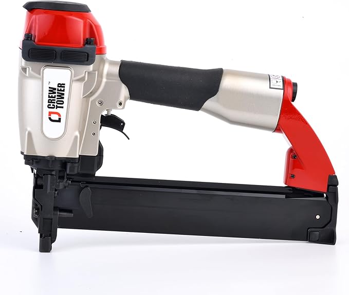Crown Stapler, 16 Gauge 7/16-inch Pneumatic Medium Air Staple Gun for Fence Vinyl Siding Furniture Wood Pallets Crate Assembly Cabinets Framework