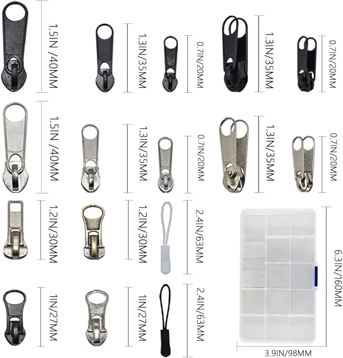 253Pcs Zipper Repair Kit with Installation Pliers, Zipper Extension Pulls for Sleeping Bags, Jackets, Tents, Luggage, Backpacks, Boots