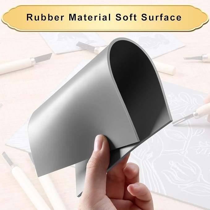 4Pcs Linoleum Blocks for Printmaking, 8 x 10 Inch Linoleum Carving Tools Rubber - Image 3