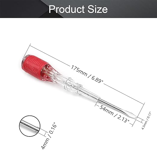 Fielect 2pcs Voltage Tester Voltage Detector Pen Circuit Tester Tool Steel Batch Slotted Test Pencil JRDB-859 AC/DC 100-500V Clear