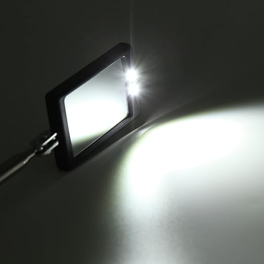 Lan-He Telescoping Inspection Mirror with 2 LED Lights extendable Machine Tool Inspection Mirrors 360 Swivel for Extra Viewing Dead Angle,Line of Obstacle Area Mechanic Automotive Gifts (12pcs)
