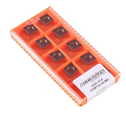 Accusize Industrial Tools Carbide Inserts Cvd Coating Ccmt32.52 Black/Yellow, 10 Pcs/Package, 2200-1016