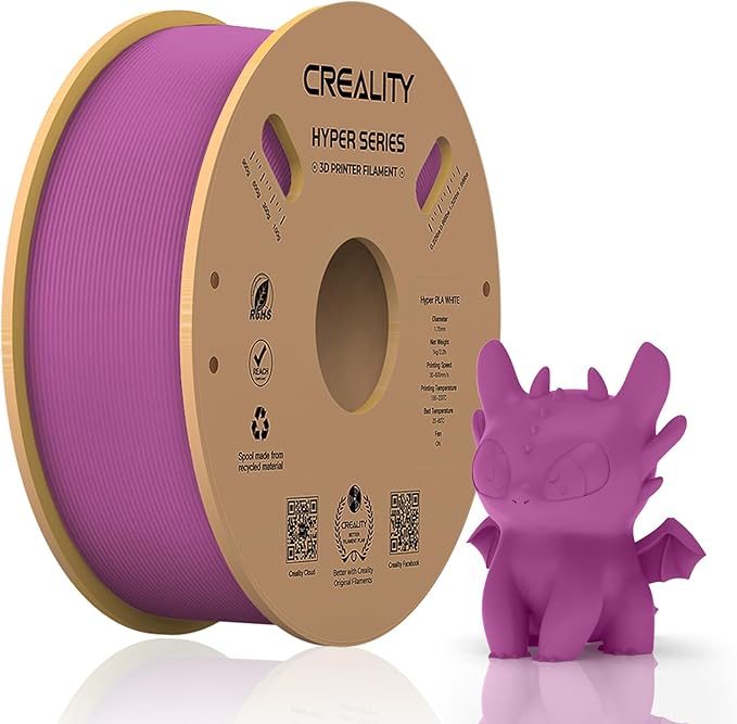 Official Creality Hyper PLA Filament 1.75mm, High Speed PLA 30-600mm/s 3D Printer Filament, Dimensional Accuracy +/-0.02mm, Fit Most FDM 3D Printers，1KG(2.2lbs) Spool Purple