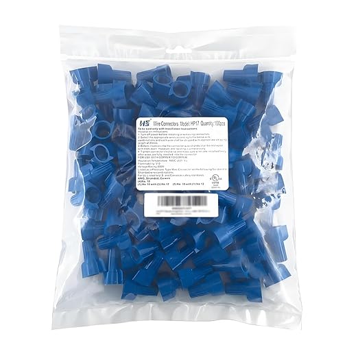 UL Listed Blue Winged Electrical Wire End Connectors Caps Bulk 100 Pack Large Twist-on Wire Connectors Nuts 14-6 AWG,HS P17 Type Screw Terminals