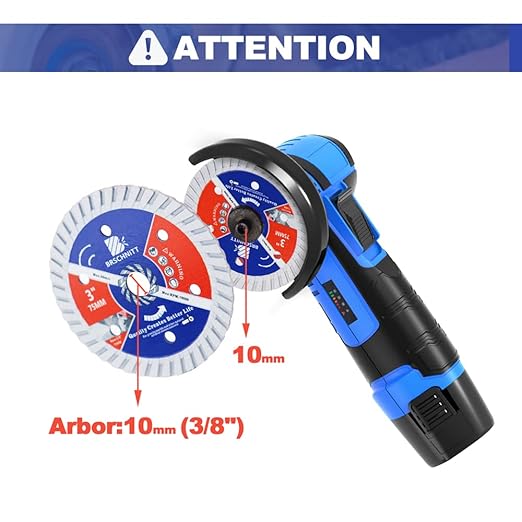 Diamond Blade for Concrete Masonry,3pcs 3 Inch (75mm) with Arbor 3/8-Inch (10mm) Dry/Wet Continuous Rim Diamond Cutting Disc for Granite Marble Stone Hard Concrete Reinforced Concrete