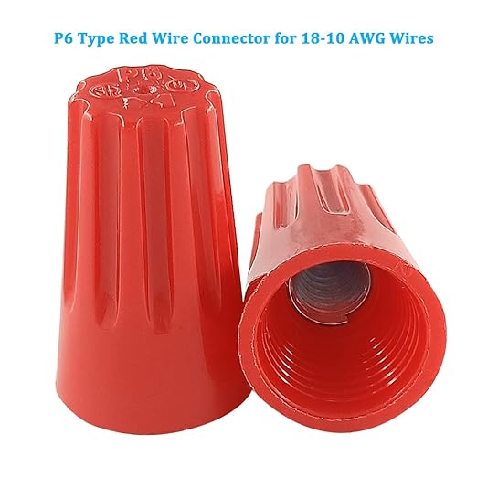 UL Listed Red Electrical Wire End Connectors Ribbed Caps Bulk 500 Pack Large Twist-on Wire Connectors Nuts 22-8 AWG,P6 Type Screw Terminals