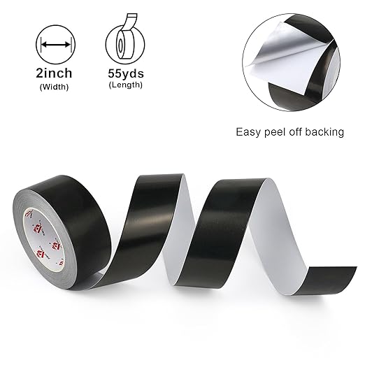 BOMEI PACK Black Aluminum Tape, 2 Inch x 165 Feet, Black Foil Tape for HVAC, Air Ducts, Pipe, Metal Repair, Waterproof