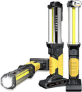 WARSUN 2PC Rechargeable 1500LM COB LED Work Light - Magnetic Hands-Free Trouble Light with Hook, IPX4 Waterproof for Garage Repair, Emergency | Tool Gifts for Men (Yellow)