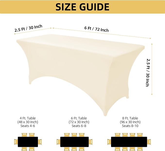 6-Pack 6ft Spandex Table Covers - Image 4