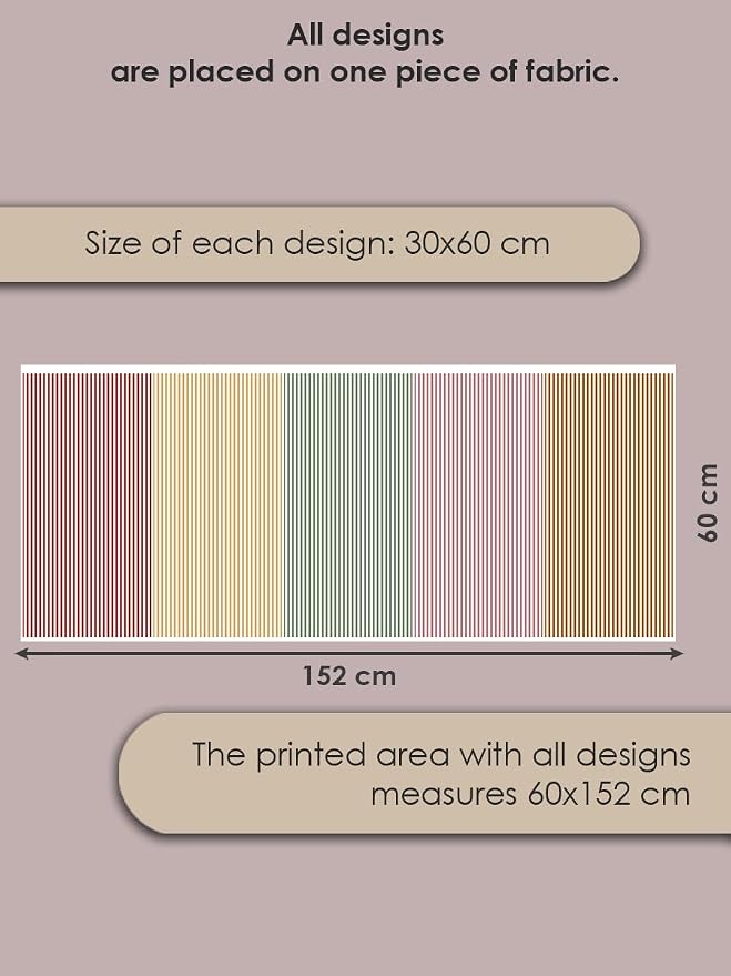 Striped Cotton Fabric Bundle, 5 Coordinating Stripe Fabric Panels, 23.6 x 11.8 - Image 5