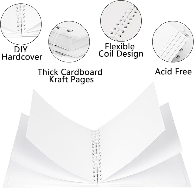 Yopih 10x10 Inch DIY Scrapbook Photo Album, Hardcover Kraft Paper Acid-Free - Image 5