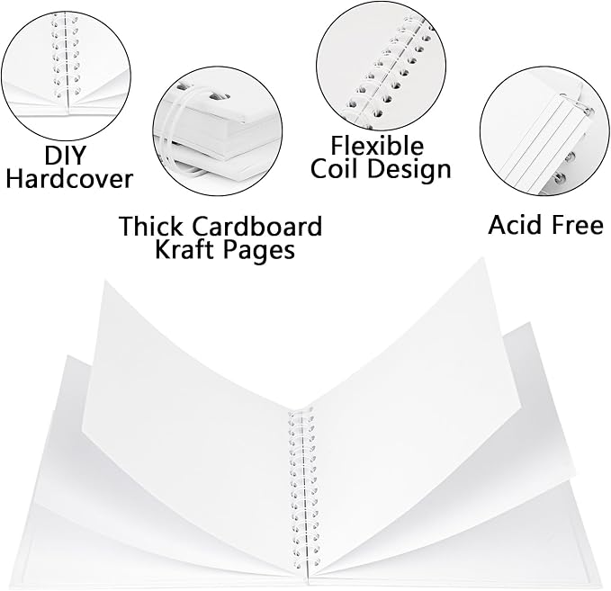 7x7 Inch DIY Scrapbook Photo Album, Hardcover Kraft Paper Acid-Free, 20 Sheets - Image 5