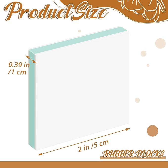 Frienda 72 Pcs 2" x 2" Rubber Carving Blocks Linoleum Blocks - Image 2