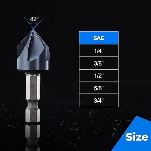 toolant 3/8" Noir-Ti Cobalt Countersink Drill Bit(Pro), Titanium Aluminum Nitride Coated with Quick Change Hex Shank