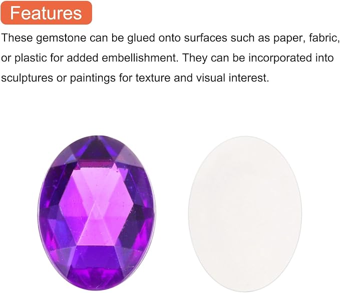 MECCANIXITY 10Pcs Acrylic Oval Gems 30x40 mm Flat Back Artificial Rhinestones - Image 4