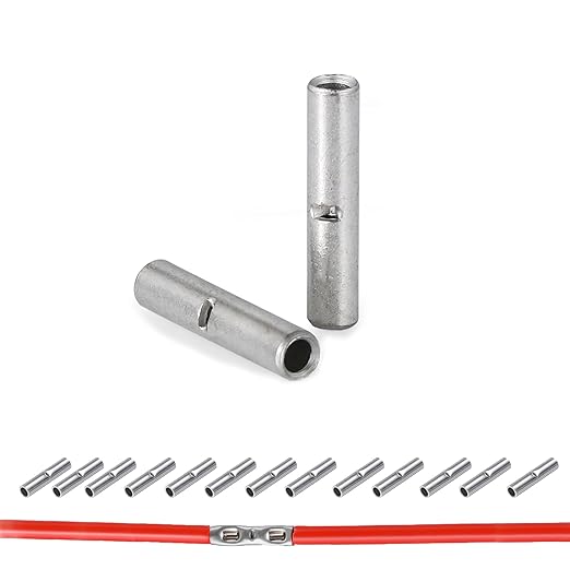 100 PCS Non-Insulated Butt Connectors Kit, AWG 26-22 Wire Ferrules, Electrical Wire Connectors Crimp Ferrule Terminals Kit-BN0.5