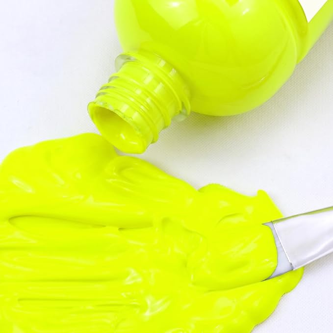 Artecho Yellow Glow in the Dark Acrylic Paint 500ml / 17oz Large Bottle | Semi - Image 3