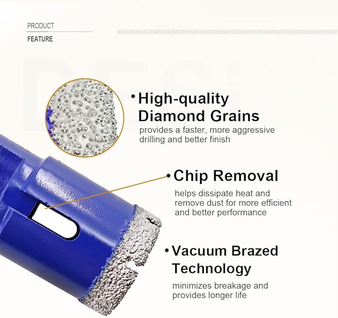 SHDIATOOL Tile Diamond Drill Bits Set,Porcelain Hole Saw, Cutter for Marble Ceramic Granite 6pieces(20/25/35/50/20MM/2 inch)