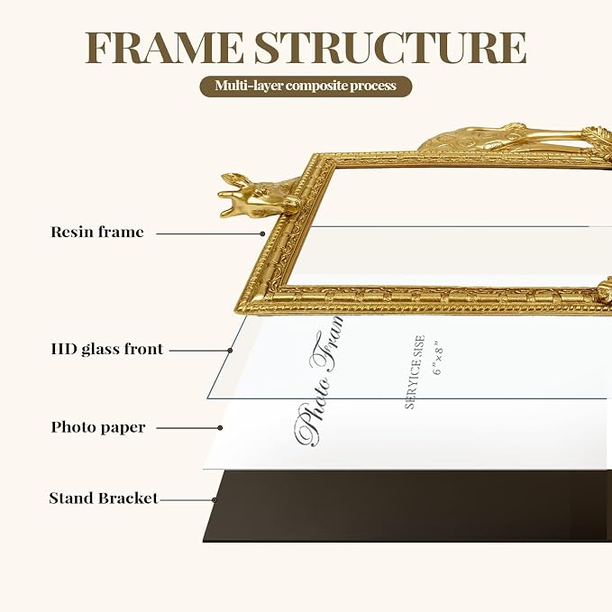 Cuspin Gold Picture Frame 6x8 Frames, Ornate Vintage Resin Photo Frame - Image 5