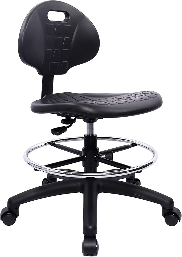 Chair Master (Medium Bench Stool, Self Braking Casters Easy to Clean! Ergonomic Polyurethane Stool. Seat Height Range 18"-26". Home Office Lab Workstation.
