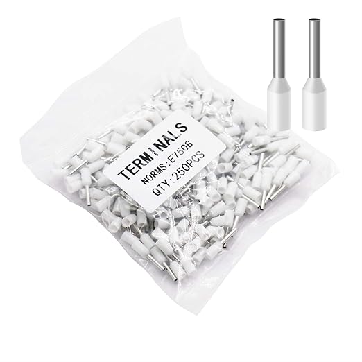 Fidioto 20AWG Wire Ferrules, 250pcs White AWG20 Insulated Ferrule Crimp Pin Terminal Kit for Electrical Projects