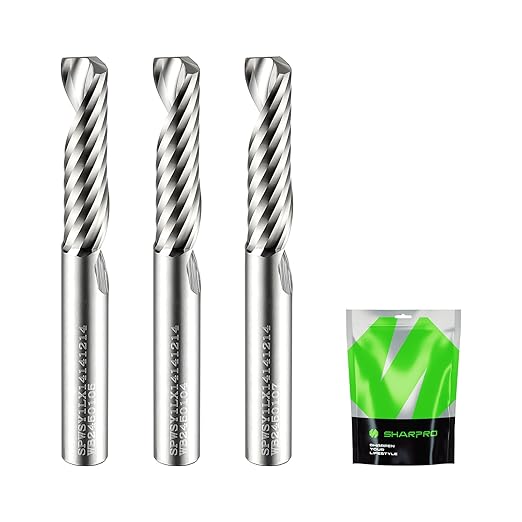 O Flute Upcut Spiral Router Bit 1/4 Inch Shank 1/4" Cutting Dia. 1" CL. 2-1/4"OVL. Carbide Single Flute CNC Router Bit, Ideal for Aluminum, Plastic, Acrylic, Wood, MDF and PVC (3PCS)