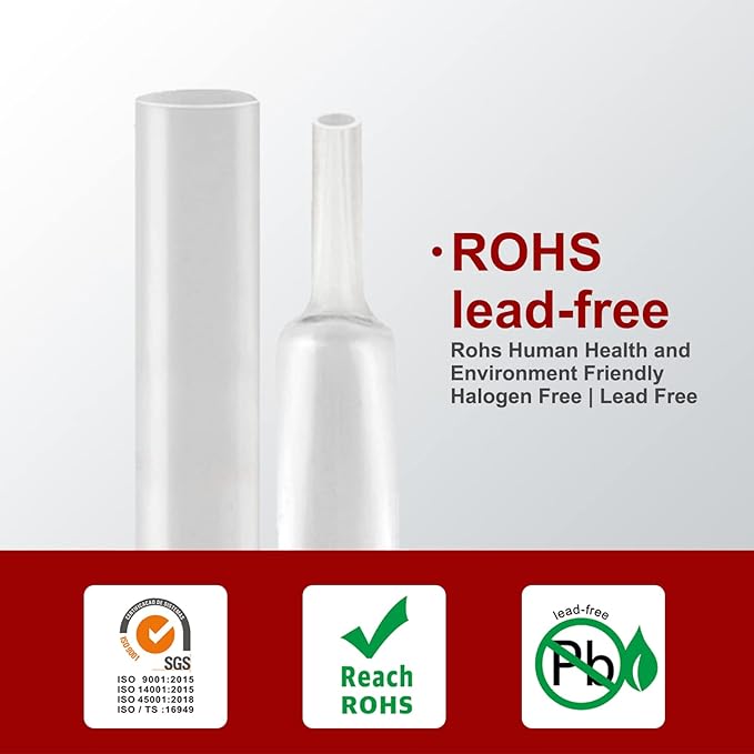 Chanzon 2:1 Ratio 2-3/8" (60mm) Heat Shrink Tubing 3.3Ft Roll (1M Total Length) Clear/Transparent Polyolefin Sleeving Wrap Shrinking 2 to 1 1pcs
