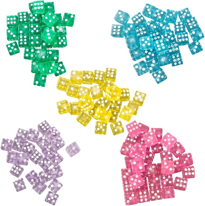 GSHLLO 200 Pcs 5mm Small 6 Sided Mini Plastic Clear Acrylic Dice by GSHLLO