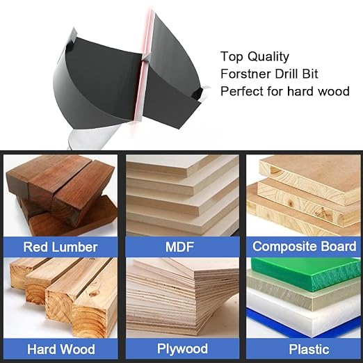 ASNOMY 1-3/8 Inch Forstner Drill Bit, Carbide Tipped Forstner Bit for hard Wood, Wood drilling Hole Saw Set Woodworking Hinge Cutter Tool Kits for Wood Plastic Plywood