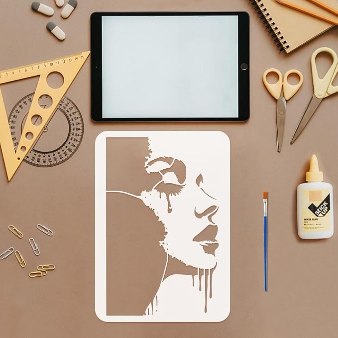 FINGERINSPIRE 4 Styles Woman Stencils 8.3x11.7 Inch Water Drop Woman Stencils - Image 3