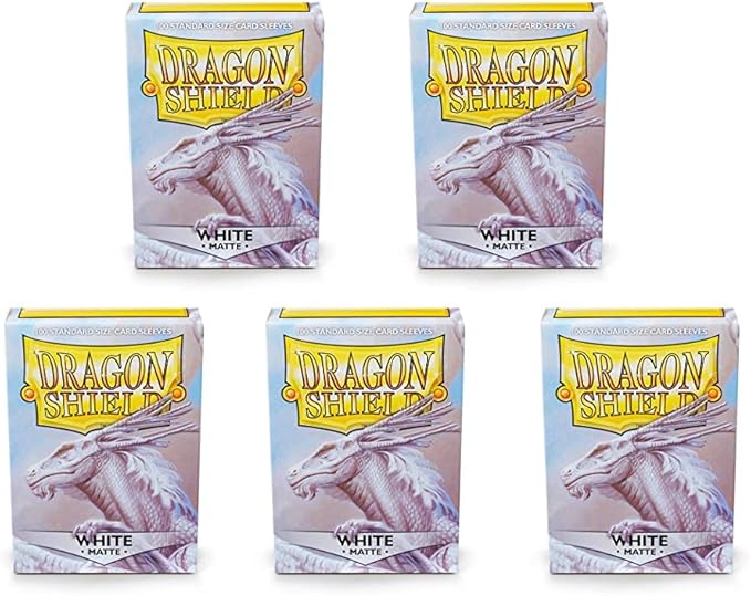 5 Packs Dragon Shield Matte White Standard Size 100 ct Card Sleeves Value by DragonShield