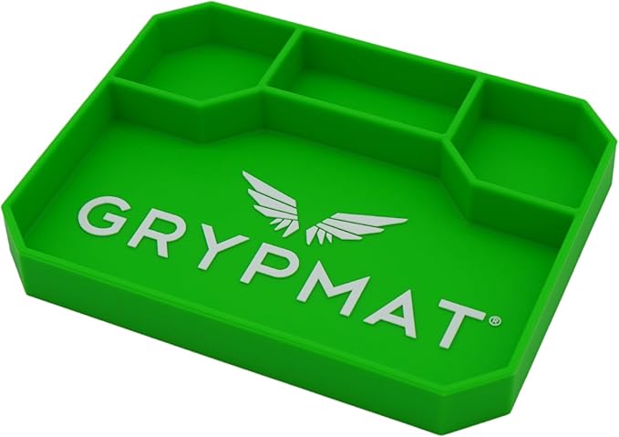 Grypmat Plus Grip Mat for Mechanics - Non-Slip Flexible Silicone Tool Tray - Tool Organizer for Tool Box - Magnetic-Free, Easy-to-Clean Tool Mat - Medium, Green